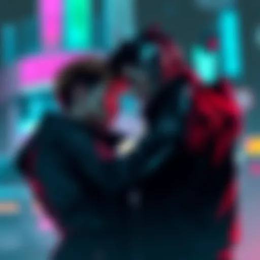 V and Johnny share a moment of connection and understanding, illustrating their evolving friendship within the Cyberpunk universe.