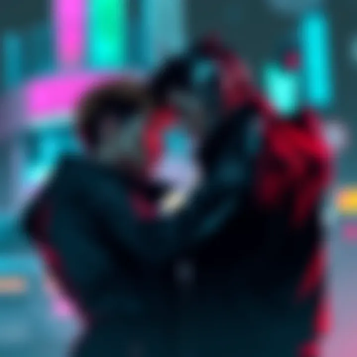 V and Johnny Developing Friendship V and Johnny share a moment of connection and understanding, illustrating their evolving friendship within the Cyberpunk universe.