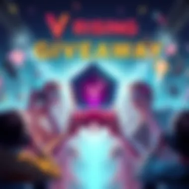 V Rising Game Giveaway A colorful graphic featuring gamers sharing their favorite indie games with a prize of V Rising in the center.