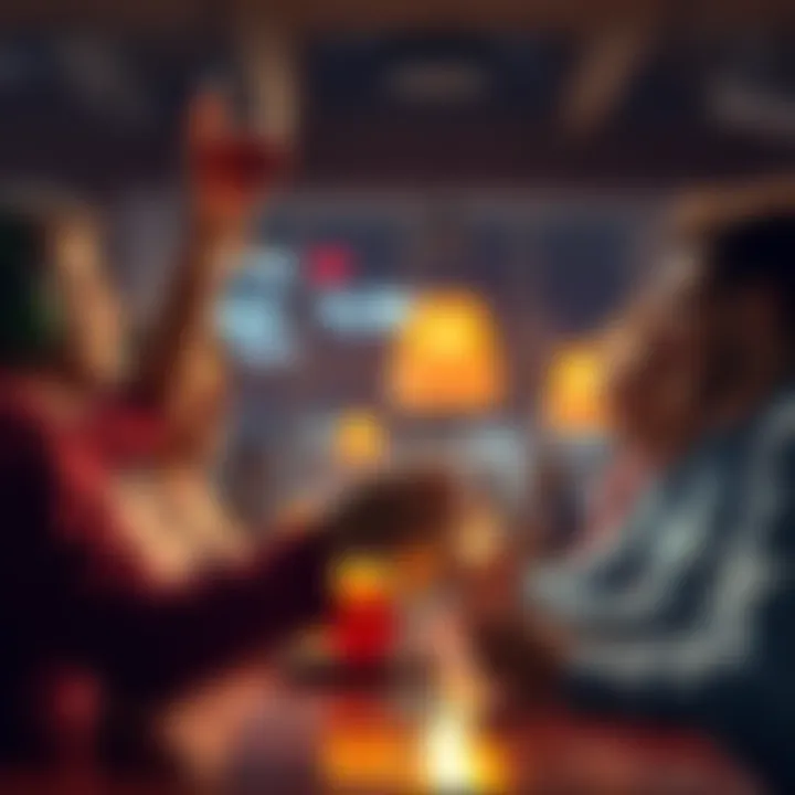 V toasts for T-Bug with a drink in hand, surrounded by friends in a casual setting