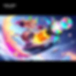 Character Valby using her new bubble bullet skill while riding a surfboard, showcasing dynamic animations and vibrant colors.