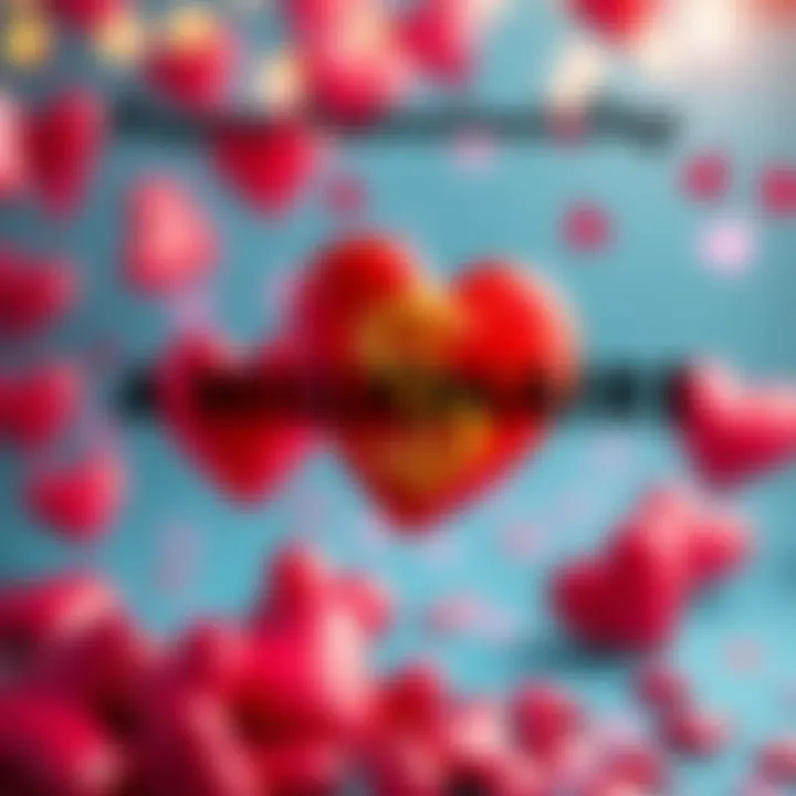 A festive Valentine's Day graphic featuring hearts and a dollar sign, symbolizing a chance to win a million dollars with a small donation.