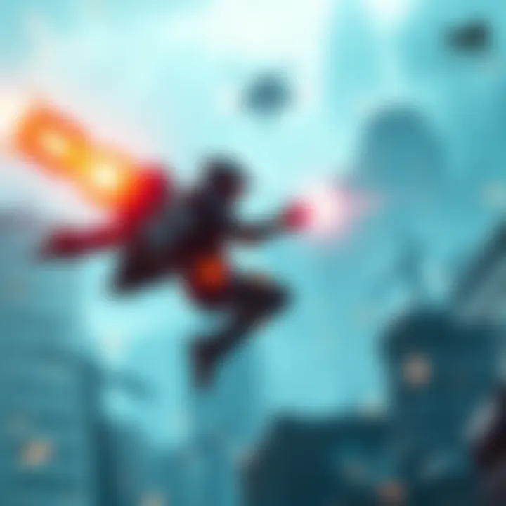 Valk Crouch Flight Technique A player using Valk's jetpack while crouched, demonstrating the new flight technique in an action-packed scene.