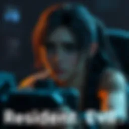 Valkyrae shows her worried expression while playing Resident Evil 8, surrounded by dark and eerie game graphics.