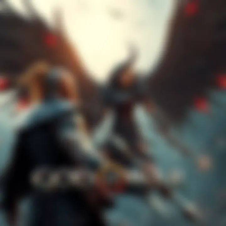 A scene showing Kratos and Atreus facing the Valkyrie Queen in combat, showcasing intense action and strategy in the game.