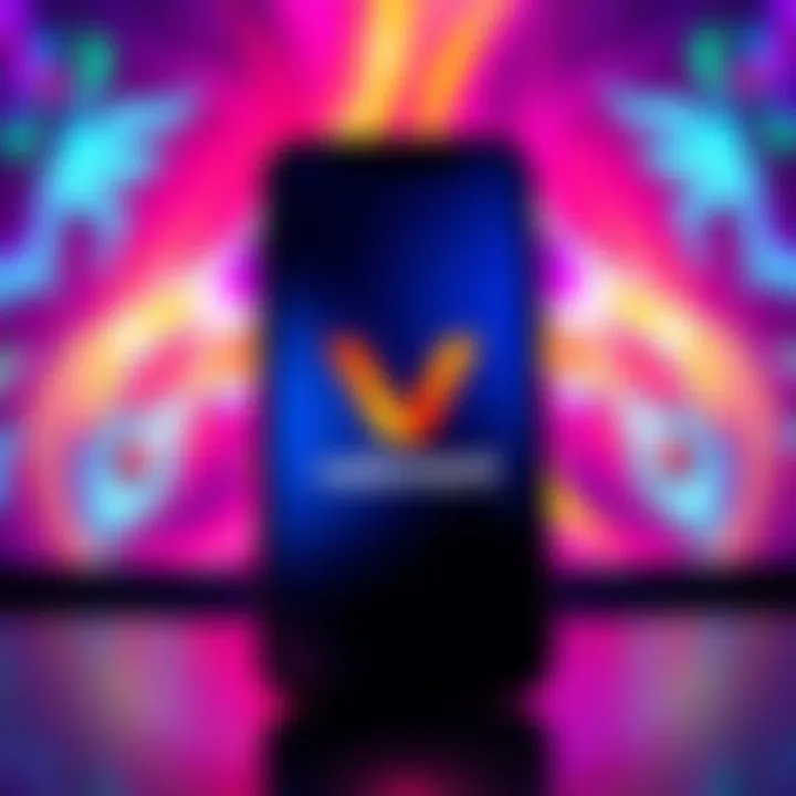 The Valorant Mobile logo displayed on a smartphone screen with a vibrant background