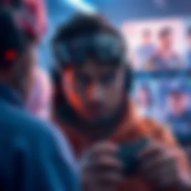 A player in Valorant Mobile looking frustrated while playing, with teammates' avatars on the screen in the background.