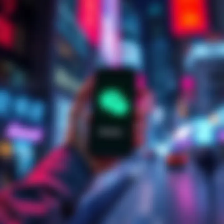 A person holding a mobile phone displaying the Valorant Mobile logo with WeChat interface on the screen