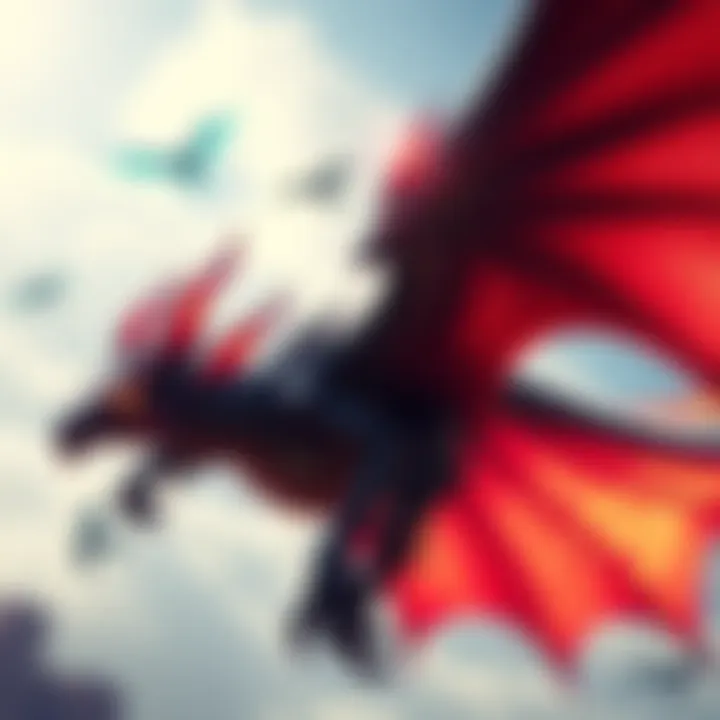 Valstrax in Flight A dragon-like creature, Valstrax, soaring through the sky, showcasing its speed and potential aerial abilities in MHS3.