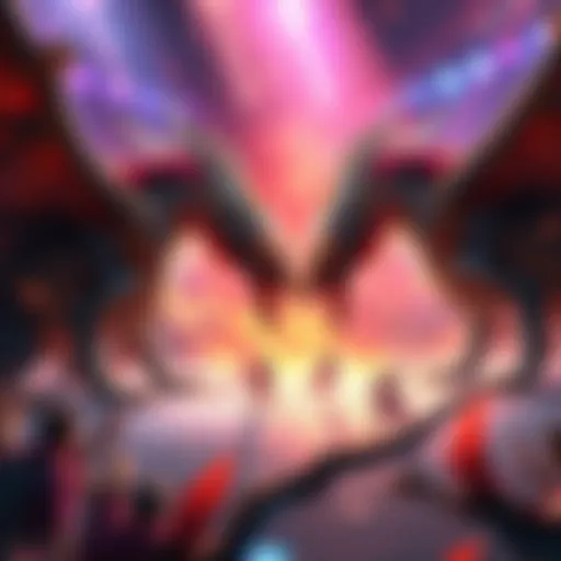 A dramatic clash between Valstrax and Velkhana, showcasing both elder dragons ready for battle in a vibrant arena.