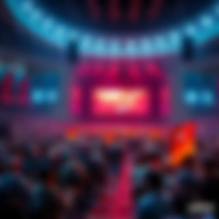 Crowd gathering at Valve's arena in China, excitement building for the upcoming announcement.