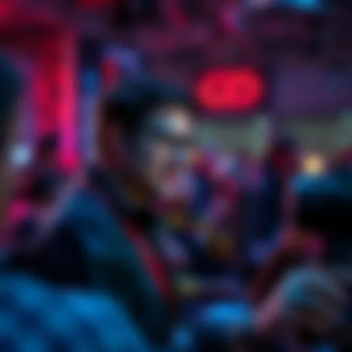 Person known for the voice in Valve's intro speaks at an event, engaging with fans in a gaming atmosphere.
