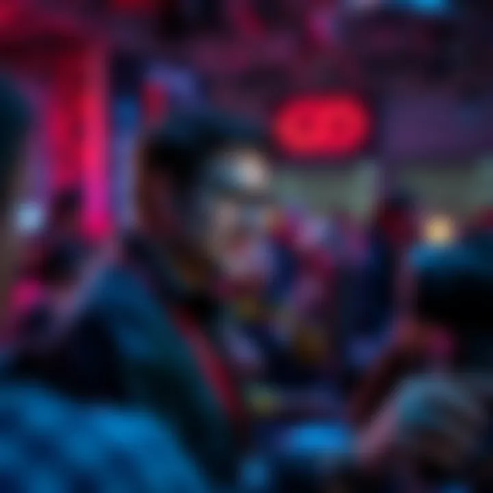 Person known for the voice in Valve's intro speaks at an event, engaging with fans in a gaming atmosphere.