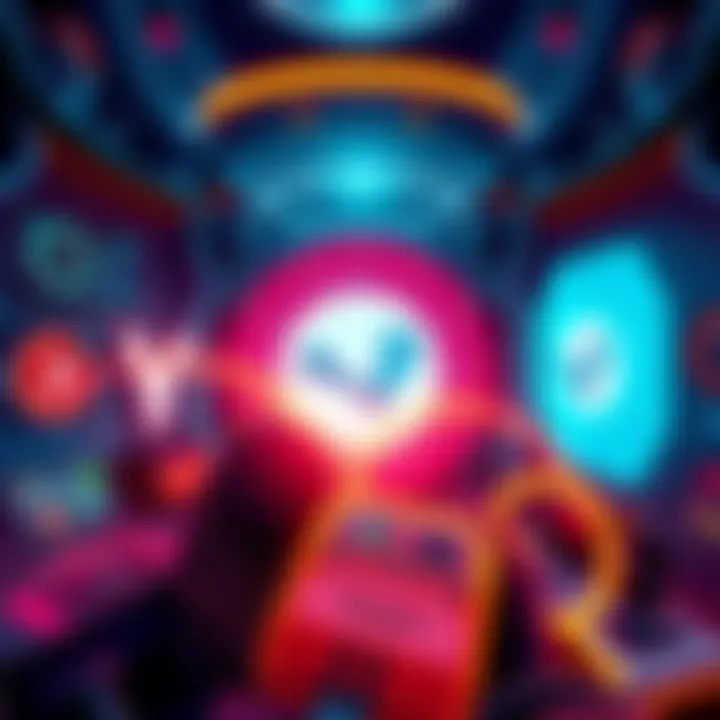 A digital illustration showing Valve's logo with a futuristic interface and Counter-Strike elements