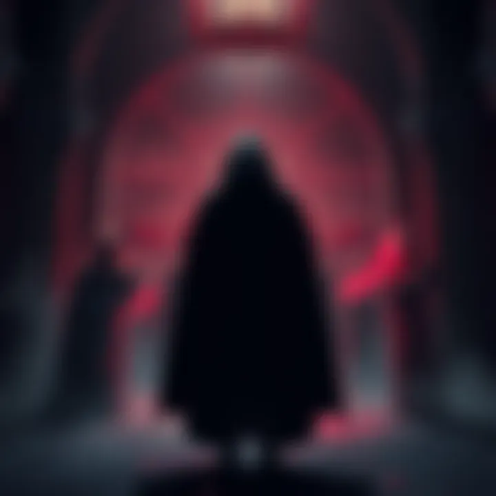 Person in a dark cloak joining a vampire group A person in a dark cloak standing with a group of vampires in a gothic setting