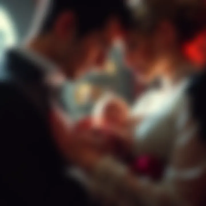 Vampire couple with a baby A vampire couple lovingly gazes at a small baby between them, representing the possibility of vampire offspring