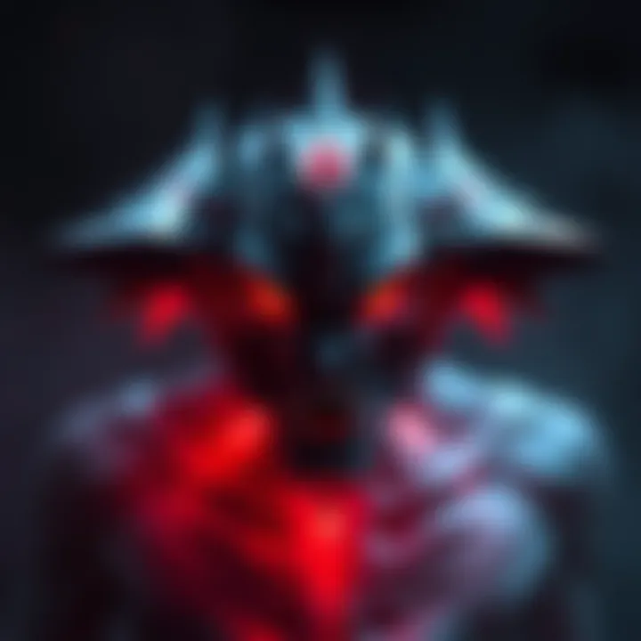 A cybernetic device designed like a vampire, with sharp points for piercing veins, set against a dark cyberpunk backdrop.