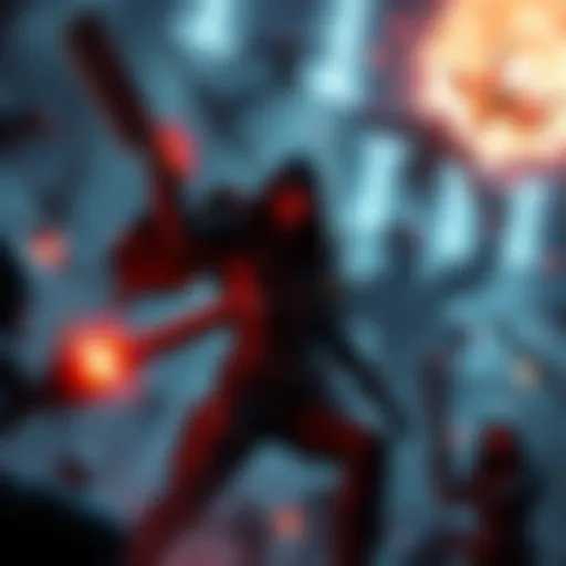 An action-packed scene from Vampire Survivors showing various characters battling against undead enemies with colorful abilities