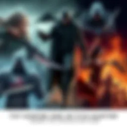 A collage showing various vampire and witch hunter game characters in action, featuring dark and mystical scenery.