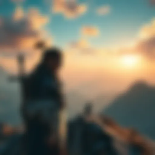 Varl's Emotional Farewell Aloy looking solemnly at the spot where Varl fell, surrounded by a beautiful landscape, conveying loss and hope for the future.