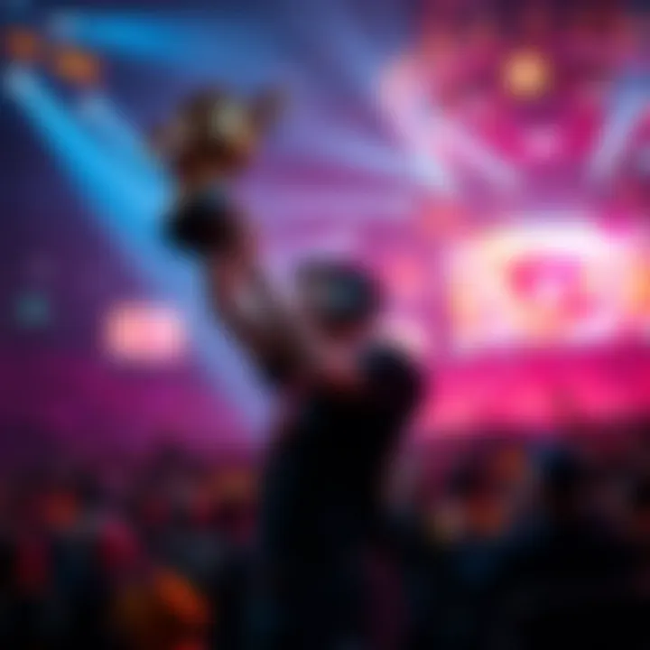 Vatira celebrating a victory with a trophy at an esports event