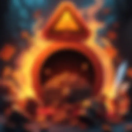 A warning symbol with overflowing treasure vault filled with loot, illustrating the risk of claiming all server slam rewards