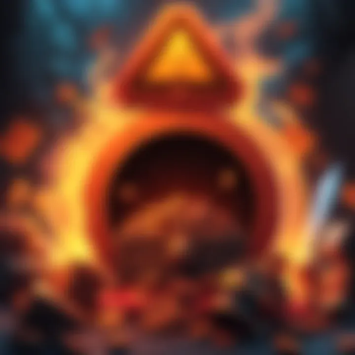 A warning symbol with overflowing treasure vault filled with loot, illustrating the risk of claiming all server slam rewards