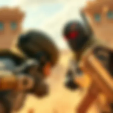 A player facing off in a challenging Desert Duel mission in VC1, with intense combat and strategy elements visible.