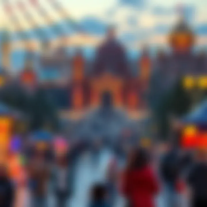 VDNKh Scene After First Book A vibrant view of VDNKh with people exploring various attractions and activities, showcasing the excitement after the first book's conclusion.