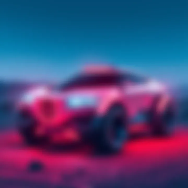 A futuristic vehicle design inspired by a lunar rover, showcasing innovative features and technology in an outdoor setting.