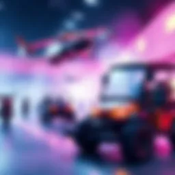 Various new vehicle designs like hover bikes and golf carts for gaming maps
