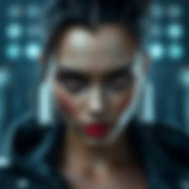 Character Vena showcasing intense psycho-vamp inspired eyes that enhance her look with a dark and alluring vibe.