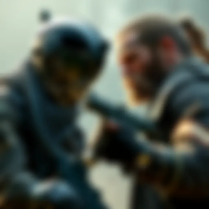 Venom Snake and Big Boss facing off in a dramatic scene, showcasing their distinct military styles and intense expressions.