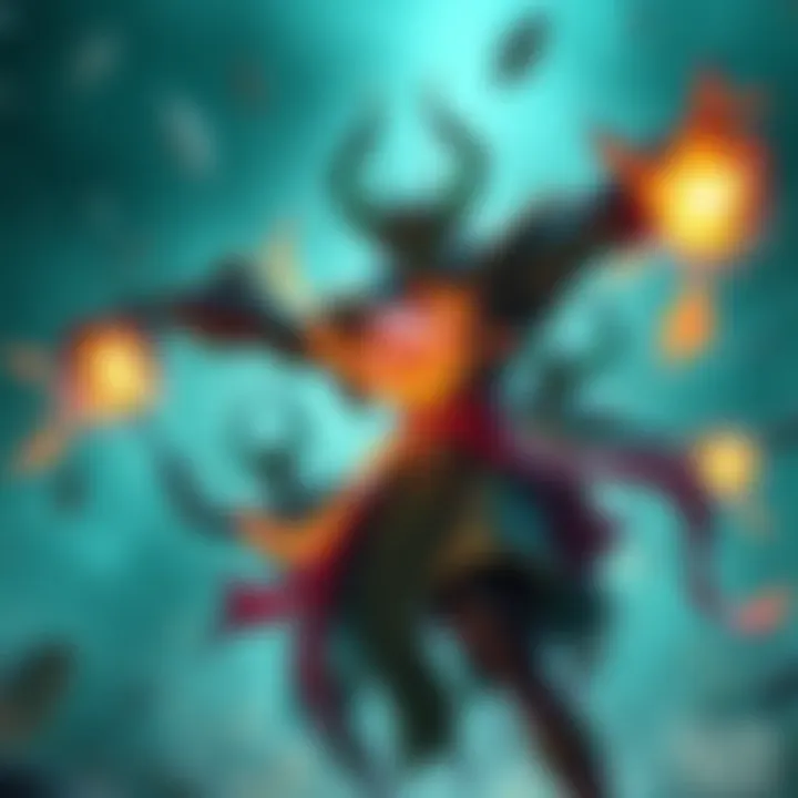 Venomancer battling multiple foes Venomancer uses AOE spells to fight five enemies simultaneously with a Lotus Orb in hand