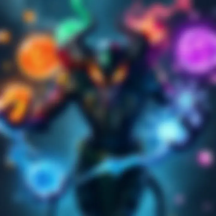 Venomancer surrounded by orbs of corrosion, venom, and frost, showcasing their effects on his abilities in the game.