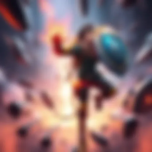 A dynamic image of the Venture character showcasing shield abilities and movement, highlighting gameplay features.