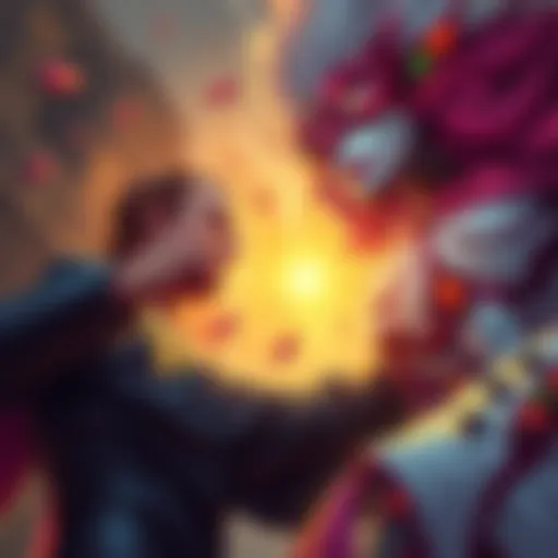 A scene showing Verdugo, a character with limited powers, intimidated by Pesanta, who displays psychic manipulation and transformation abilities. The contrast highlights their differences in power dur...