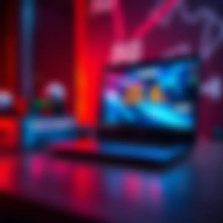 A gaming laptop connected to a Verizon 5G ethernet cable, showing slow upload speed on the screen.