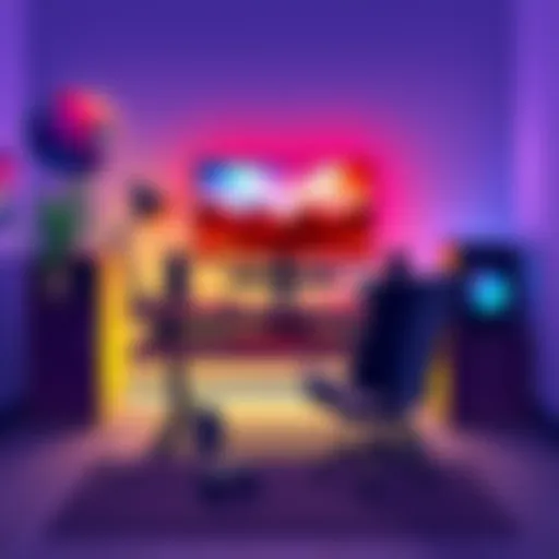 A colorful illustration promoting Vernal Desk's $20 Steam gift card giveaway with gaming setup ideas