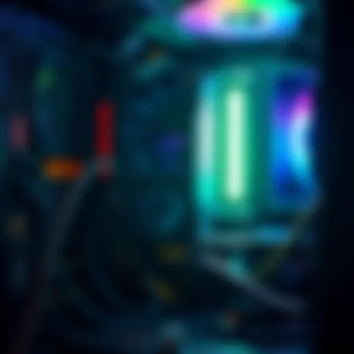 A close-up view of a vertical GPU mount installed inside a computer case, showing cables and components arranged for optimal airflow.