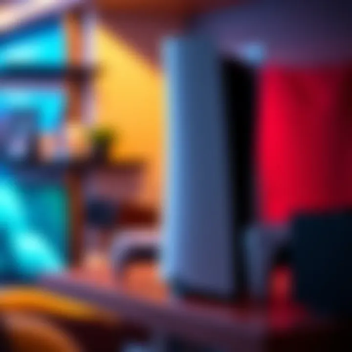 A PlayStation 5 console standing vertically on a shelf, showing potential overheating concerns.