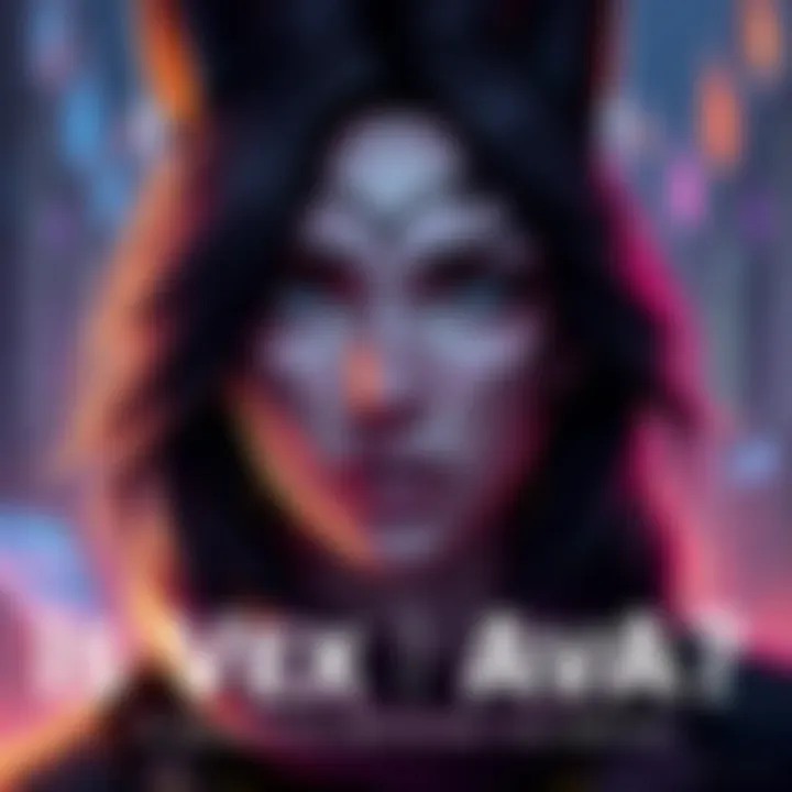A depiction of Vex, a character in a fantasy game, with a mysterious look, hinting at her possible identity as Ava. She has striking features and an intriguing expression, set against a colorful game backdrop.