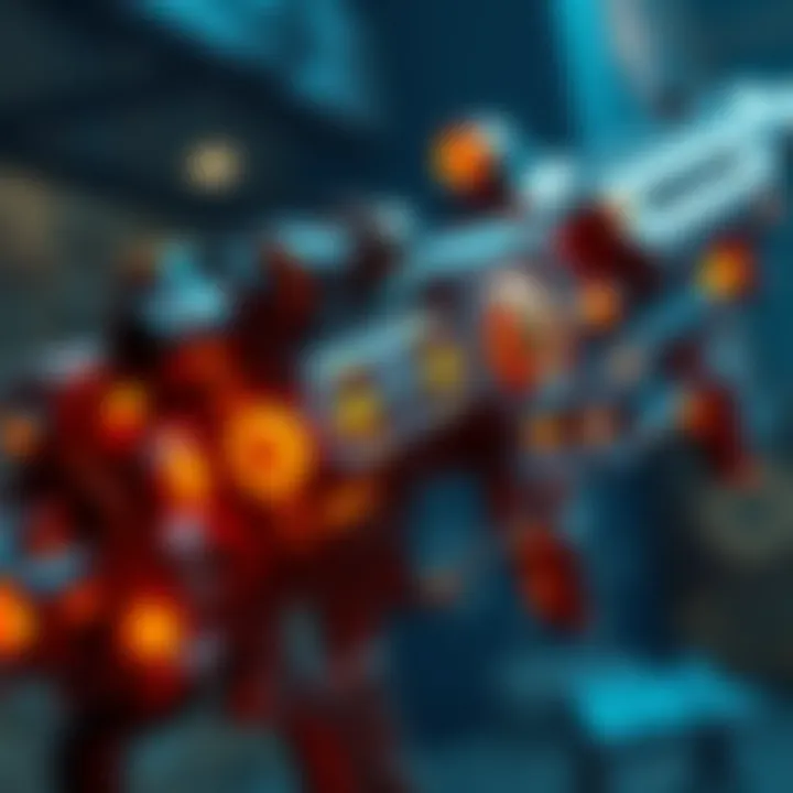 A close-up view of the Vex Mythoclast, a unique fusion rifle with intricate design, glowing elements, and a sleek, futuristic look.