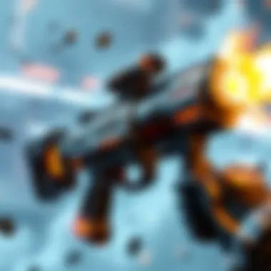 A dynamic shot of the Vex Mythoclast weapon firing with bright visuals, showcasing its new features like faster fire rate and rewind rounds.