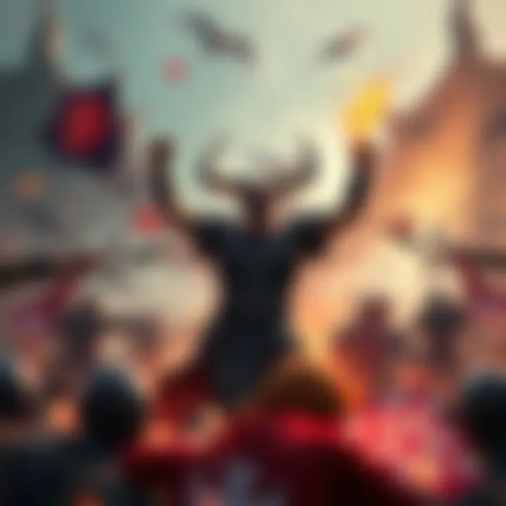 Victory over Primordial Malzeno A player celebrating the defeat of Primordial Malzeno, surrounded by game elements and victory symbols.