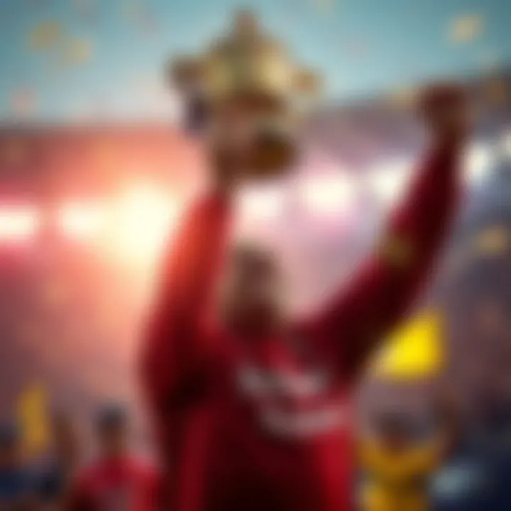 Person triumphantly raising a trophy after defeating a long-time rival in a friendly match at the age of 68.