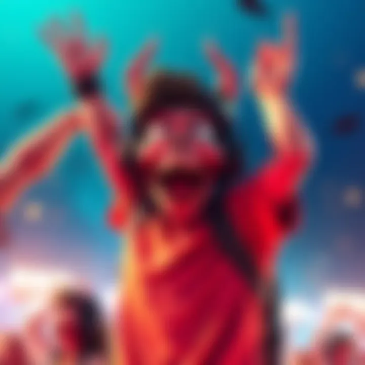 Victory in Gaming A gamer celebrating after beating Skeletal Shenanigans, showing excitement and joy, with a bright background representing achievement.