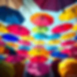 A colorful array of Victory Umbrellas showcased in a bright setting, highlighting their unique design and features for 2025.