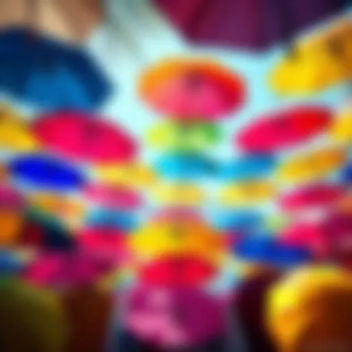 A colorful array of Victory Umbrellas showcased in a bright setting, highlighting their unique design and features for 2025.