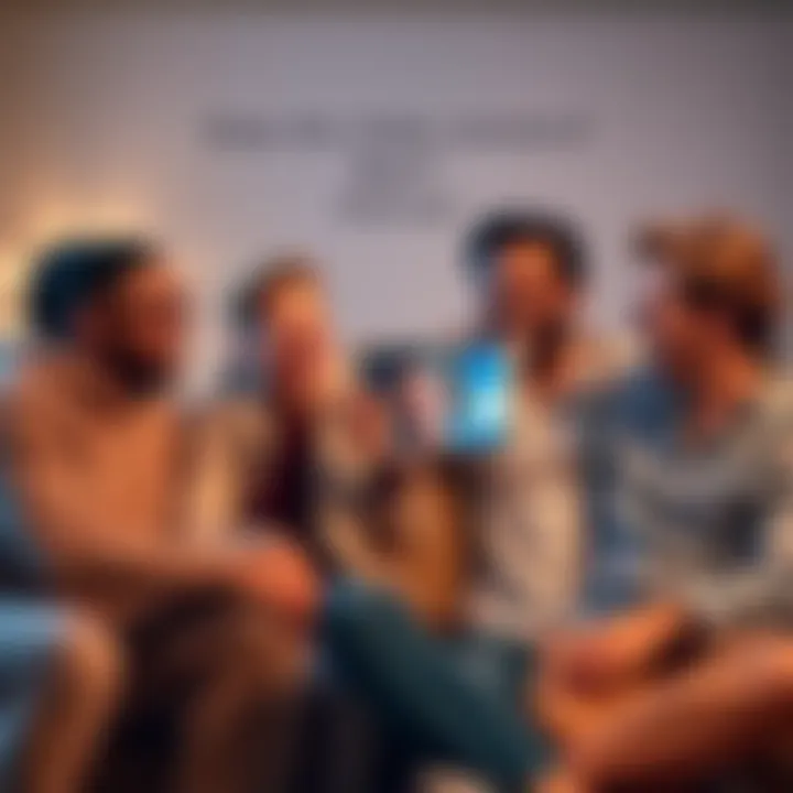 A group of friends laughing while watching a funny video on a couch, reminiscent of a person named Ryan